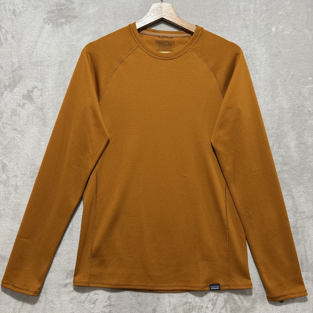 Patagonia Capilene Midweight Men's S Orange Shirt‎ Performance Base Layer Logo